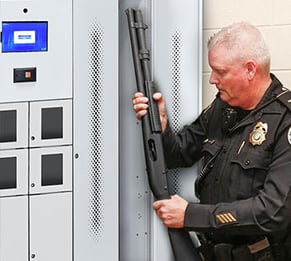 Sherriff getting a long gun from a smart locker