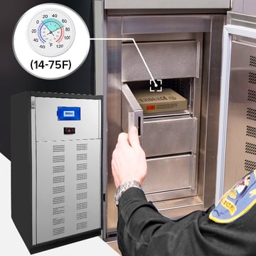 Climate-controlled evidence locker with temperature gauge protecting biological evidence and SANE kits from degrading