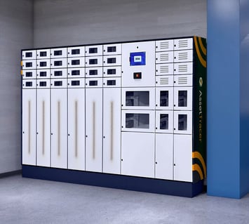 A smart locker placed in a corporate office