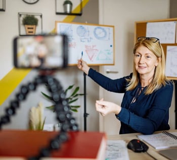 A teacher doing a virtual class