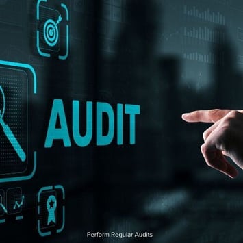 A digital interface with the word 'Audit' highlighted, representing the significance of performing regular cybersecurity audits.
