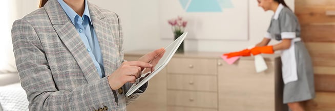 A Hotel Tablet is Being Used to Optimize Housekeeping Operations at a Hotel