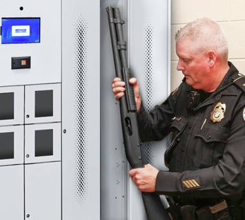 A weapon locker is used by the corporate security team
