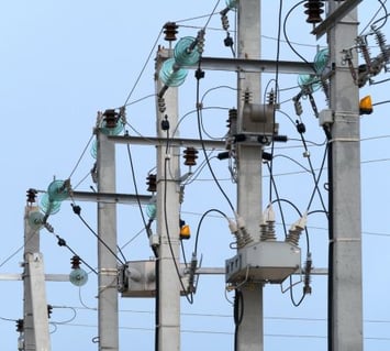 utility poles conducting electricity for a city