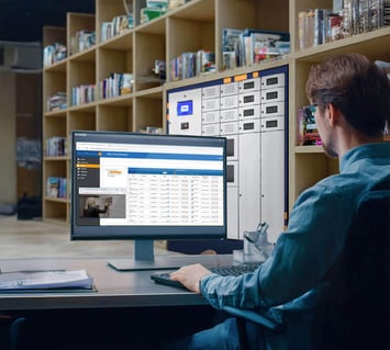 Secure smart lockers with real-time asset tracking and RFID authentication, enhancing surveillance and accountability for student laptop and tablet usage in educational institutions.