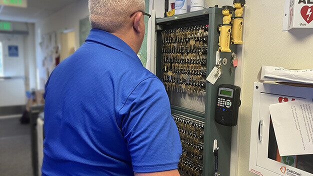 Secure key storage for school facilities with RFID key access system - school key control, digital key tracking, security key cabinet