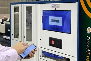 A mobile device is stored in a smart locker by an employee