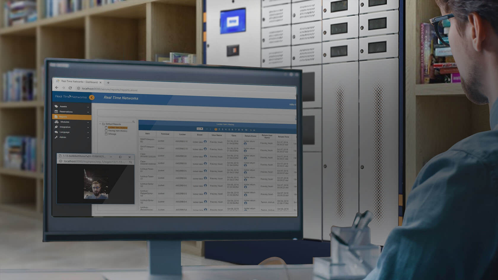 An AssetTracer smart locker used for securing equipment and managing workflows in a corporate office.