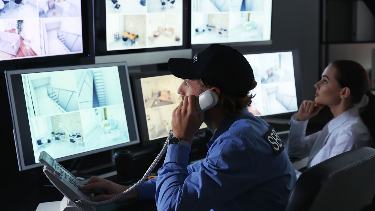 Security Team Monitoring the Physical Security of the Organization.