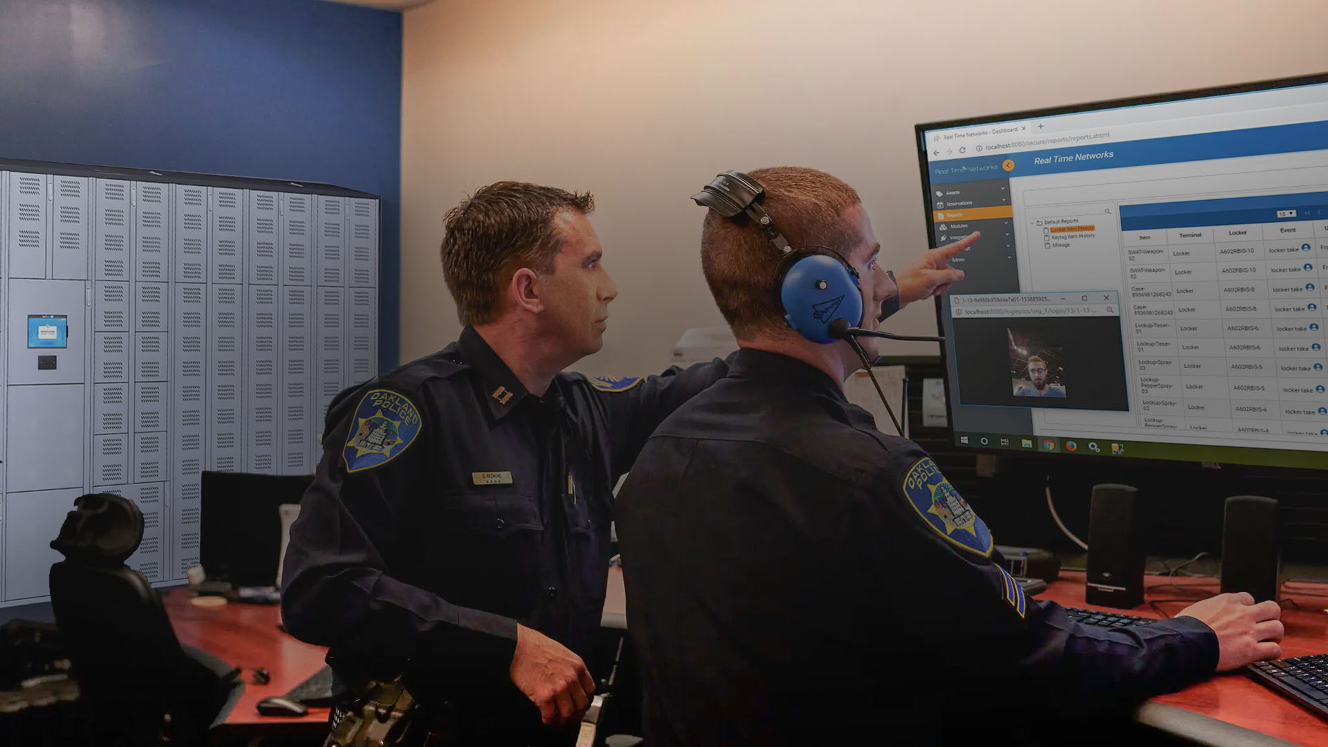 Police Officers Using a Police Locker to Manage Police Gear, Weapons and Assets.