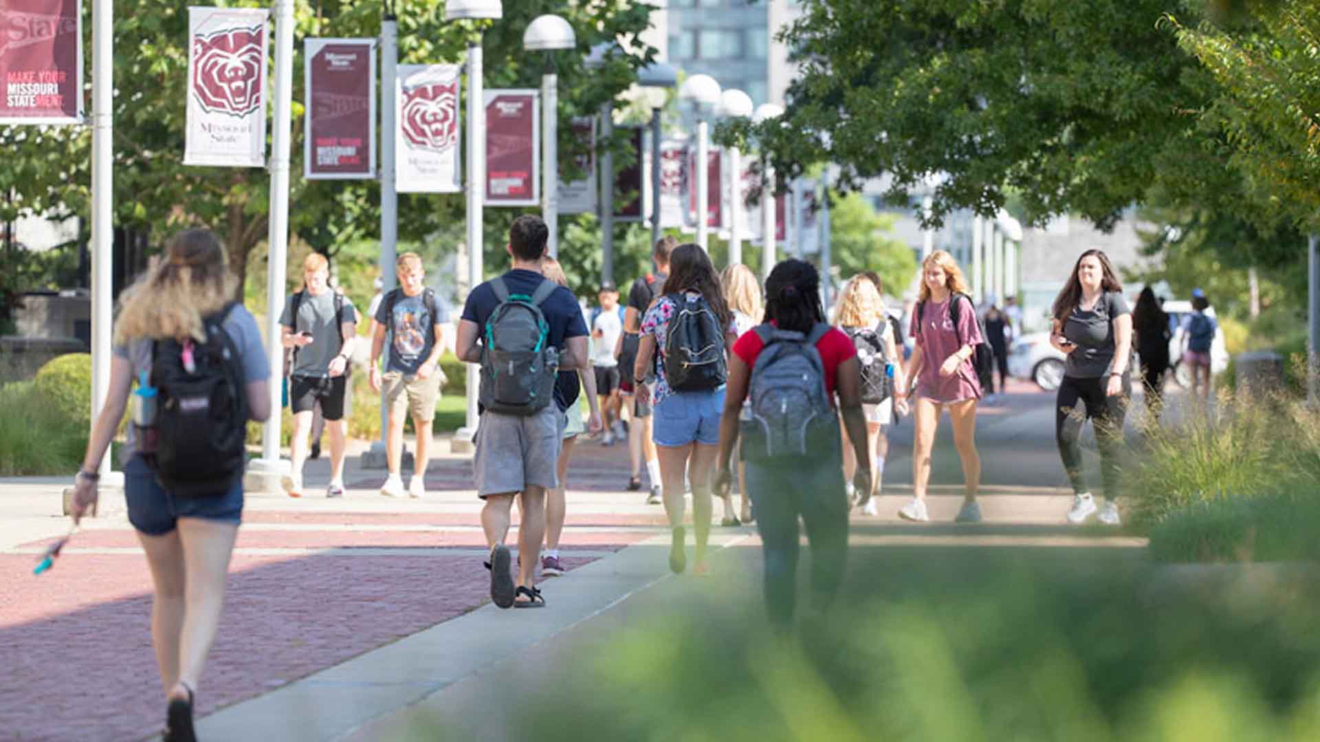 Students walking on a safe university campus